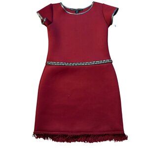 Dolls & Divas Couture Burgundy Dress W/ Silver Trim & Fringe Hem Girls 8